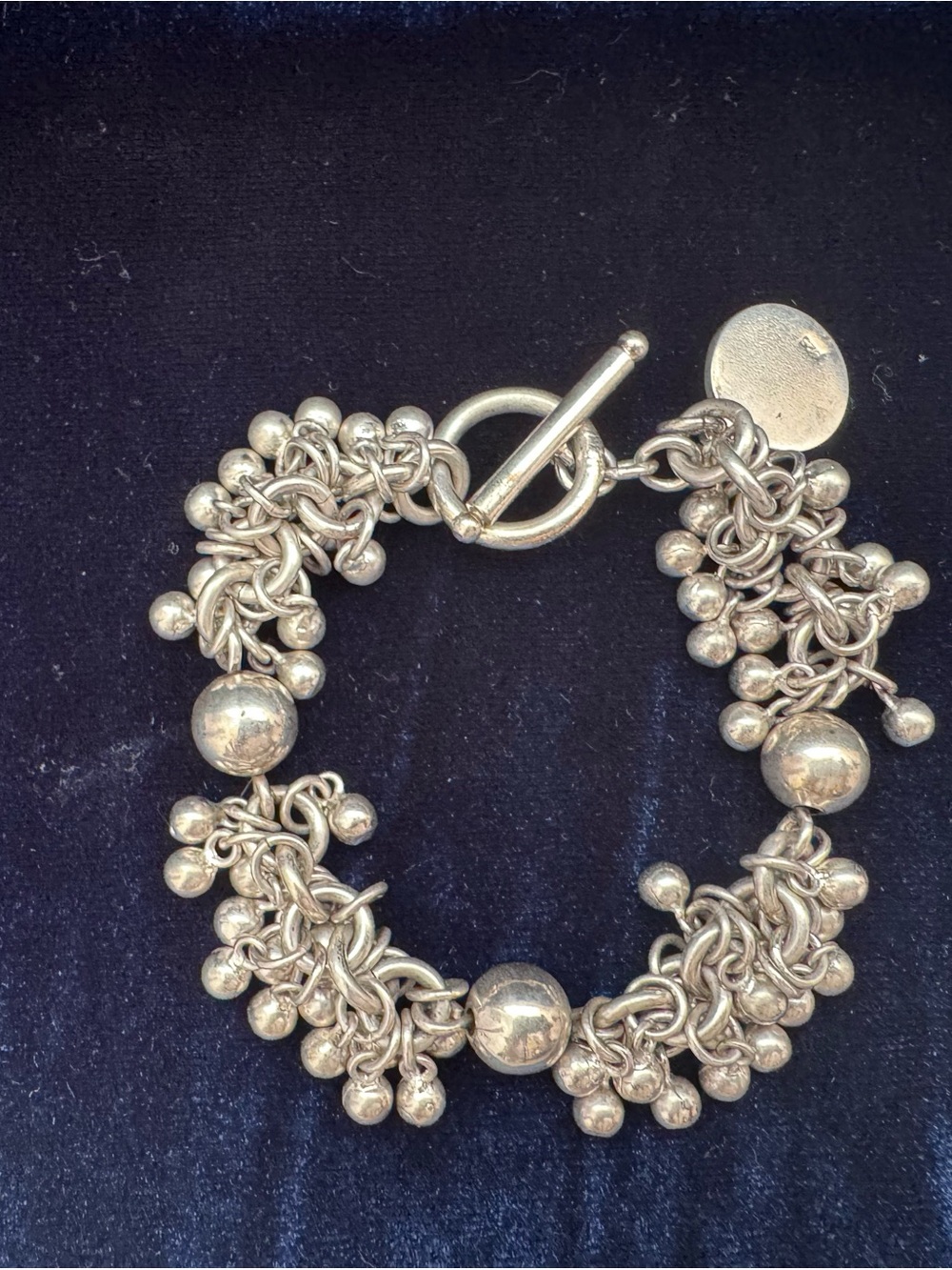 Silver Cluster Ball Toggle Bracelet - Women Jewelry